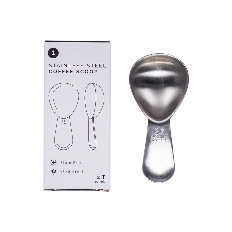 Planetary Design Coffee Scoop - Brushed Stainless Steel - 2 Tablespoon Capacity - Fits inside Airscape Canisters (Brushed Steel) - Image 1